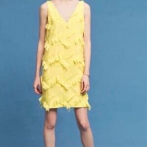 REVOLVE Maeve Anthropologie Fringework Sleeveless Shift Dress Neon Yellow sz 12
